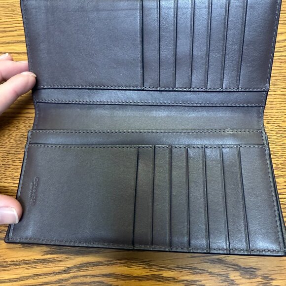 Coach Signature Leather Checkbook Cover - Picture 2 of 3